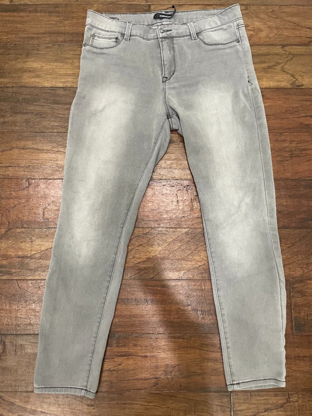 Washed Grey Skinny Jeans | Soft Stretch Denim | Edgy Faded Look | Size 12